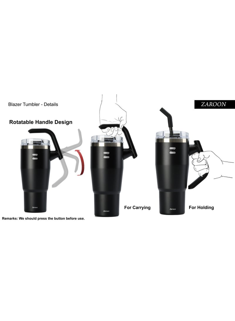 Zaroon Double Walled Sipper Thermolab series Stainless Steel Water Drinking Flask with Straw Lid - Image 3